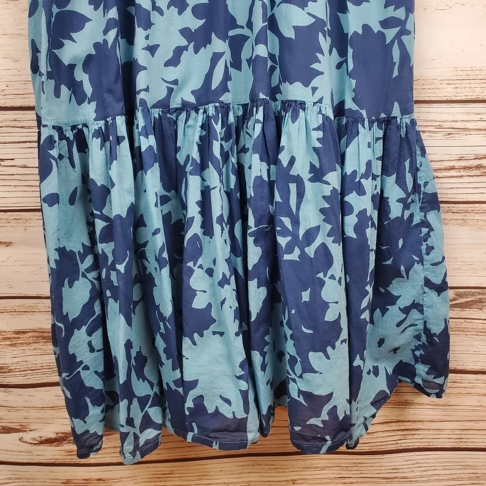 Olivis James The Label Medium "Delia" Night Shadow Blue Ruffle Midi Dress #119 - Picture 6 of 12